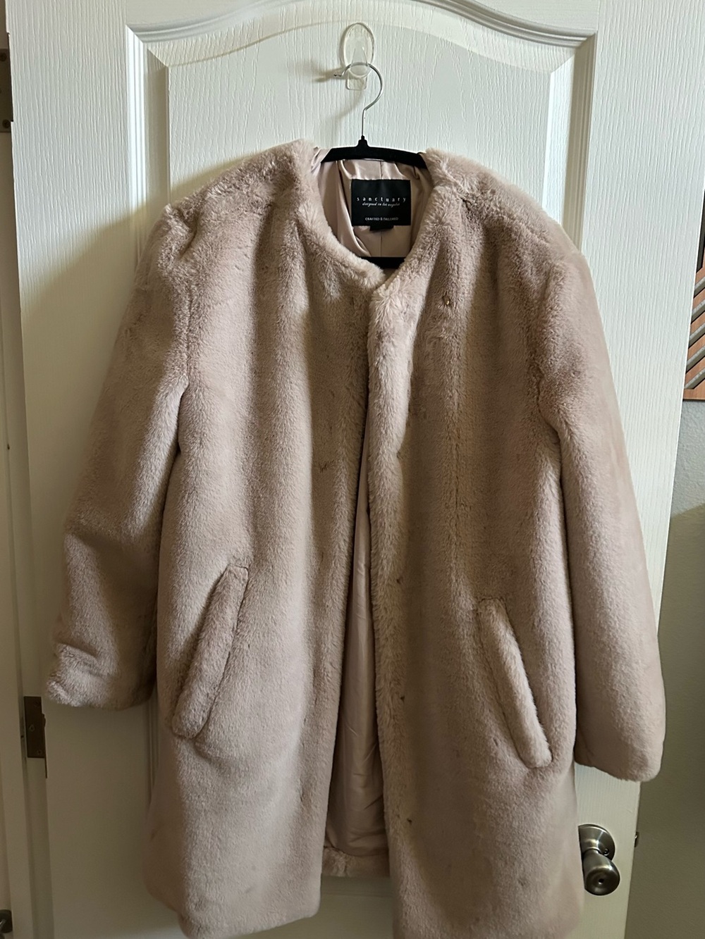 Sanctuary Blush Faux Fur Teddy Coat